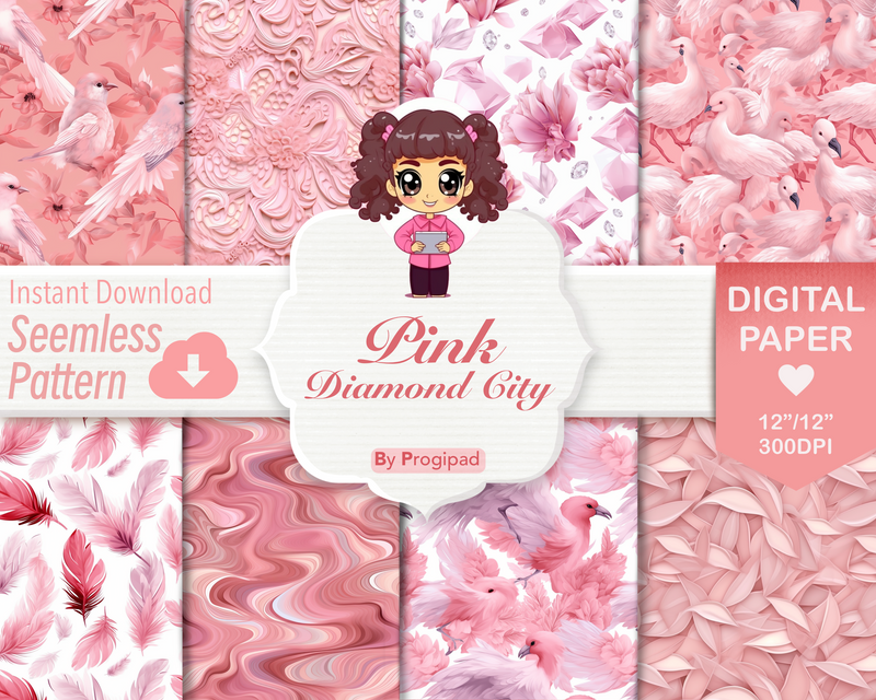 Seamless Digital paper-Pink city diamond collection