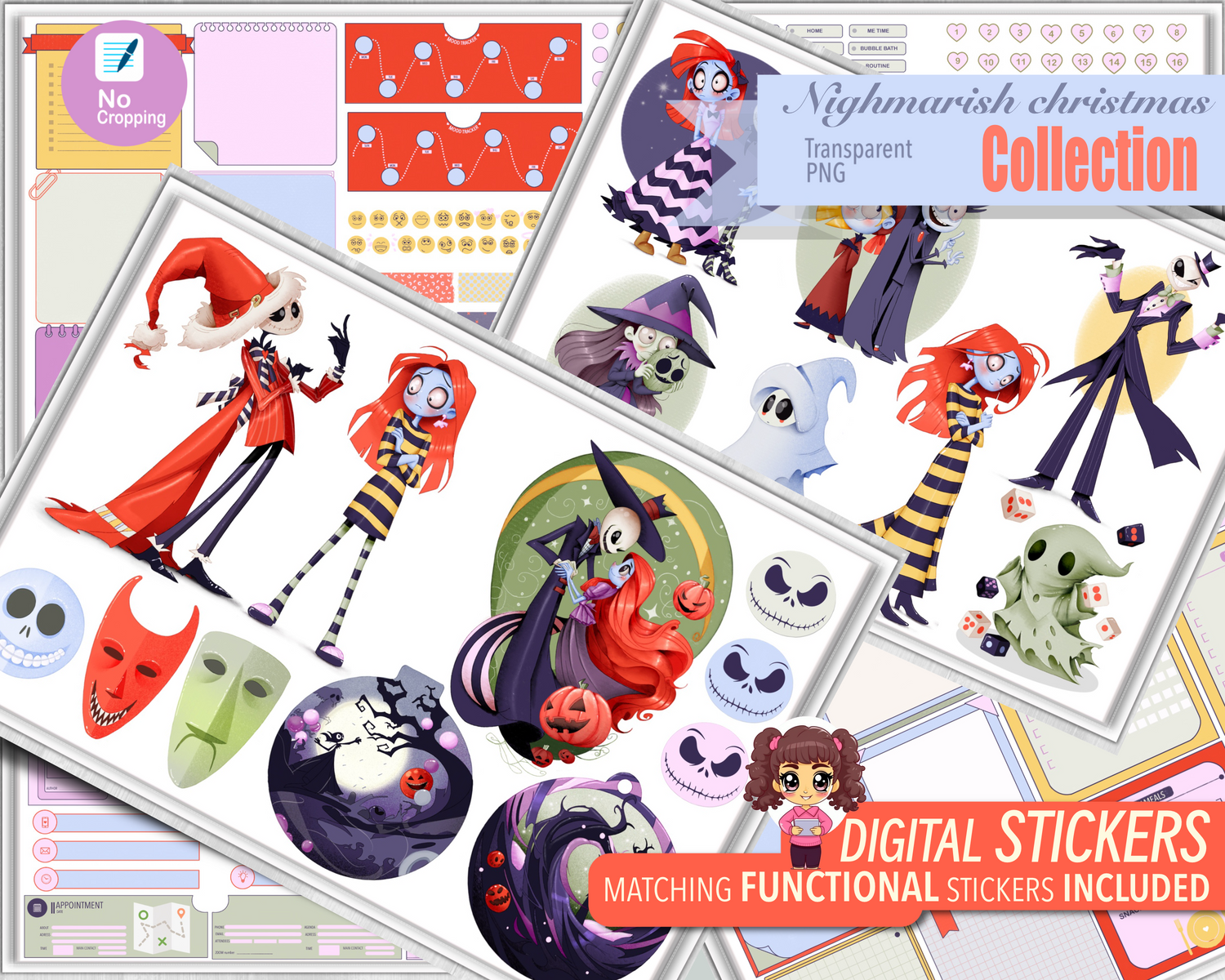 Digital Stickers For Goodnotes And Android, Nightmarish Christmas Collection