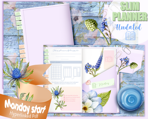 The slim planner-Lilac collection (Monday start)