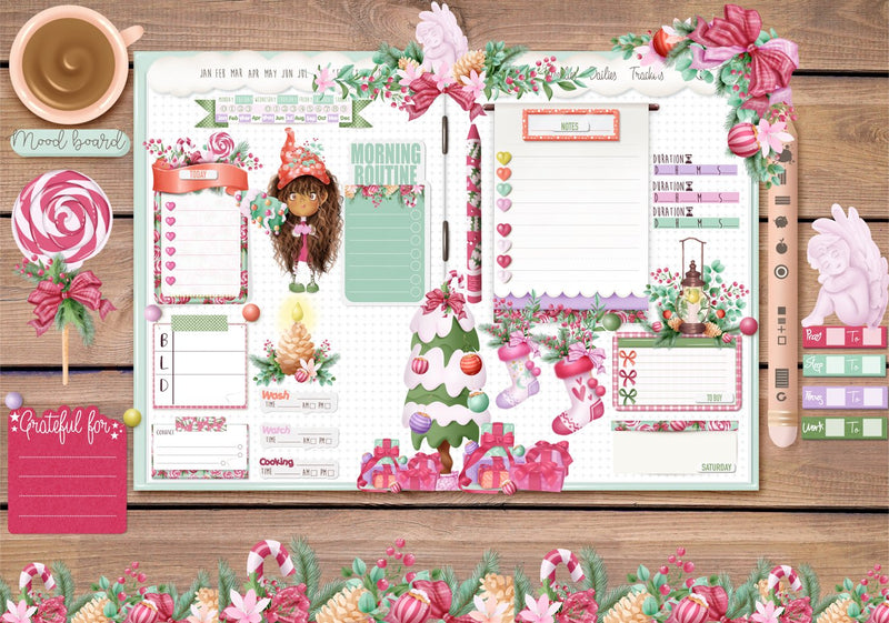 Mini Smart planner, 1 year, Undated and fully linked, Sunday start. Celestial collection.