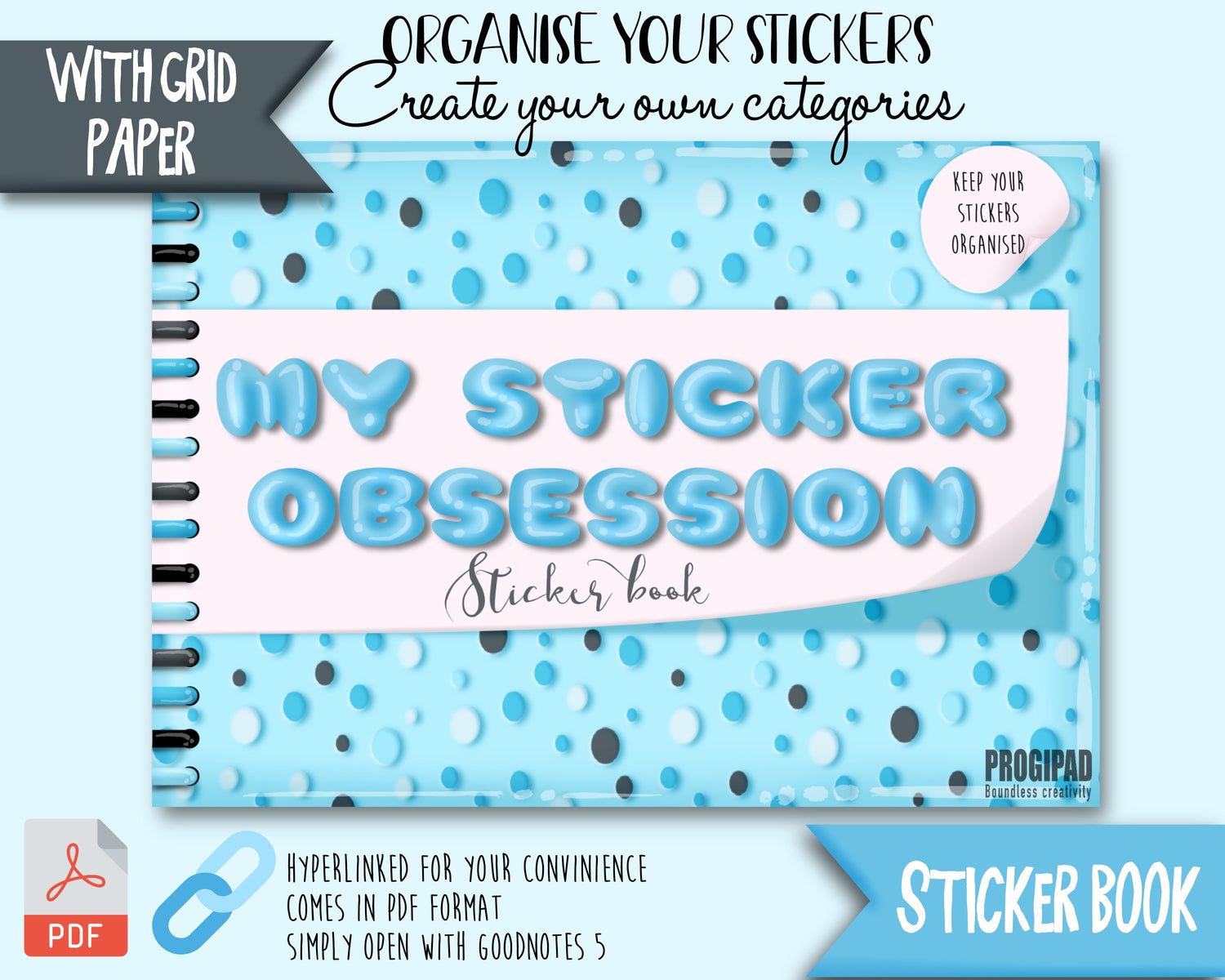 Sticker book (hyperlinkedPDF) Blue obsession