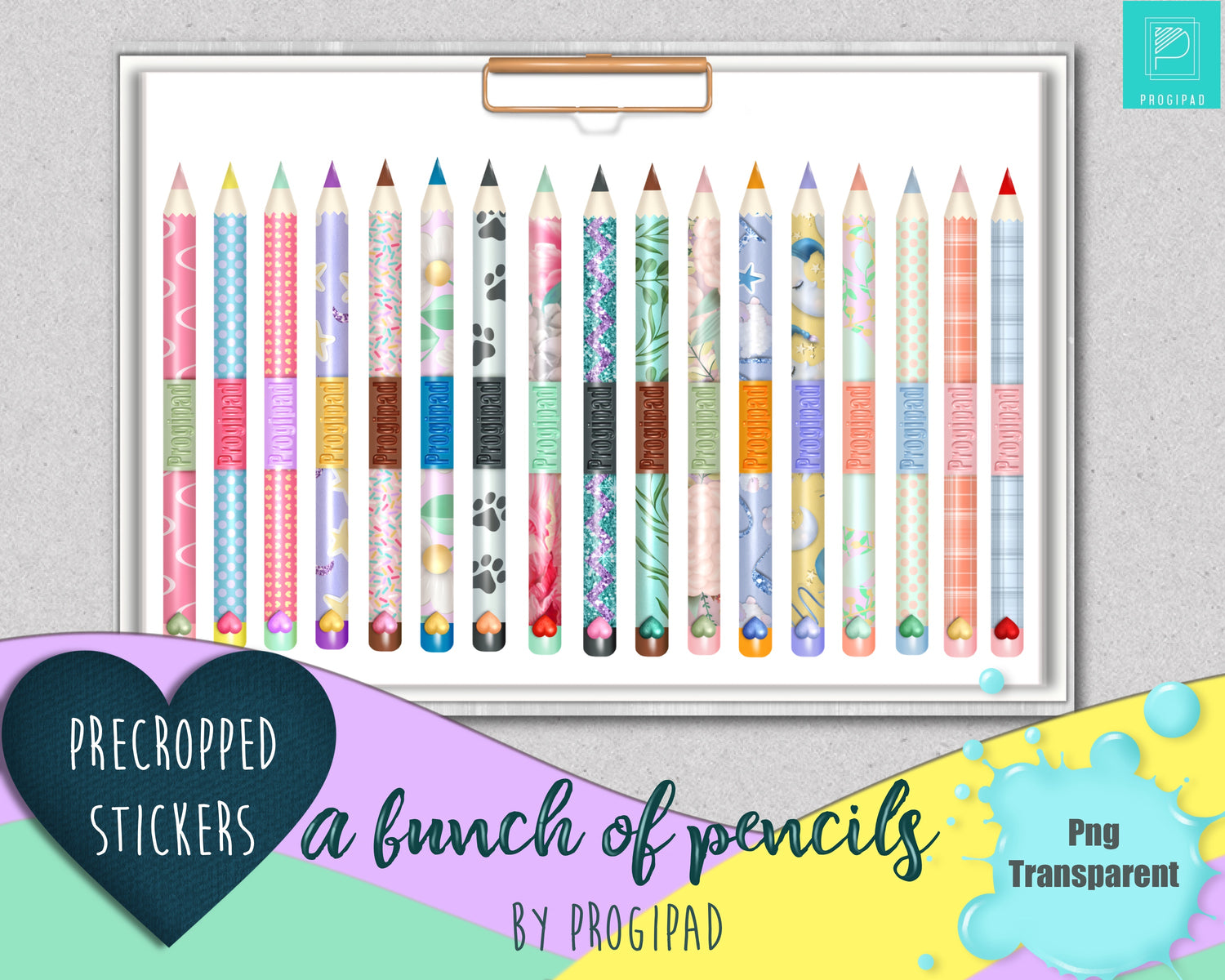 Digital Stickers for Goodnotes and Android: A bunch of pencils collection