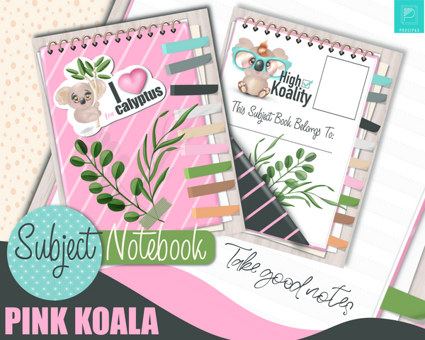 Subject Notebook "Pink Koala"(vertical layout)