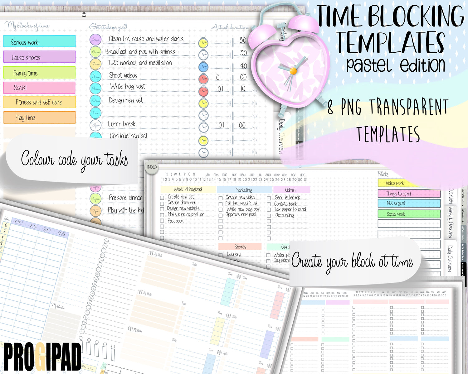 Time Blocking templates (pastel edition)