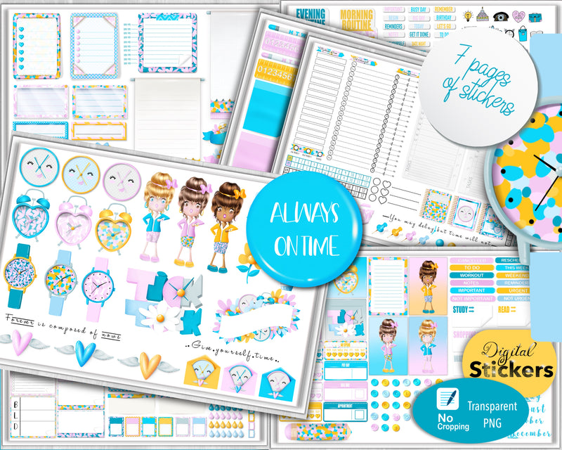 Digital stickers for Goodnotes and Android: Always On Time Collection